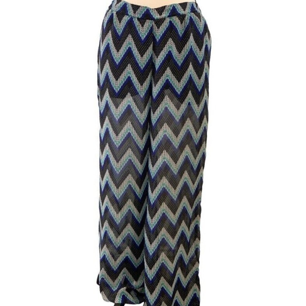 Heart Soul Womens Geometric Palazzo Pants Size L Lined Waistband